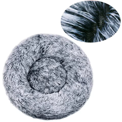 Round Plush Winter Warm Pet Bed for Dogs & Cats