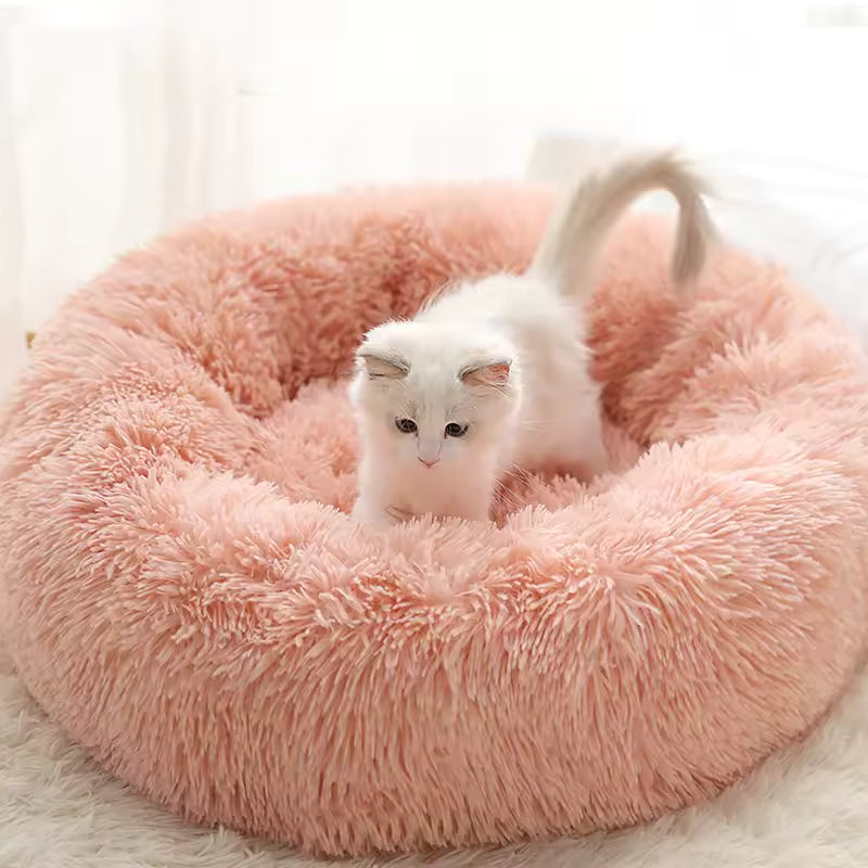 Round Plush Winter Warm Pet Bed for Dogs & Cats