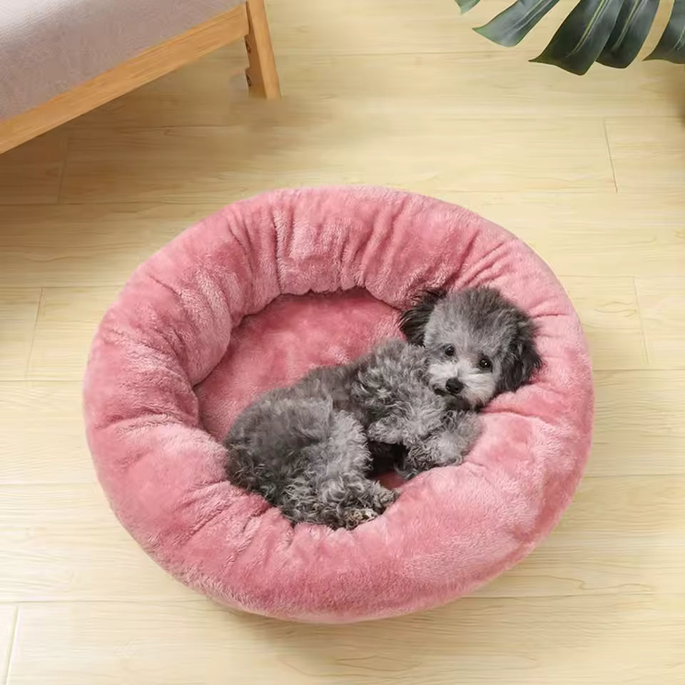 Round Plush Winter Warm Pet Bed for Dogs & Cats