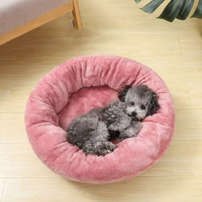 Round Plush Winter Warm Pet Bed for Dogs & Cats