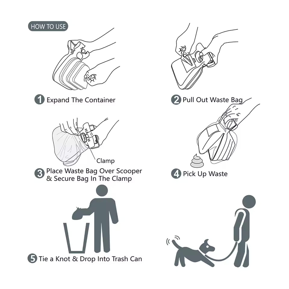 Foldable Dog and Cat Pooper Scooper with Waste Bags