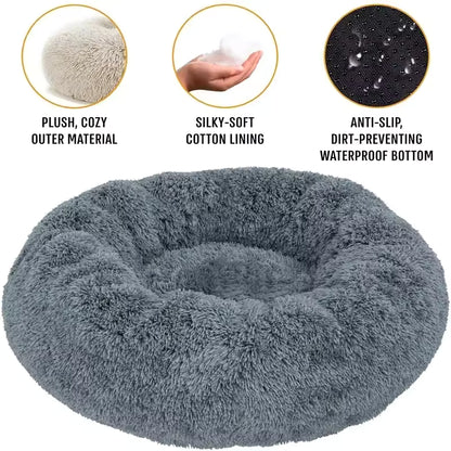 Round Plush Winter Warm Pet Bed for Dogs & Cats