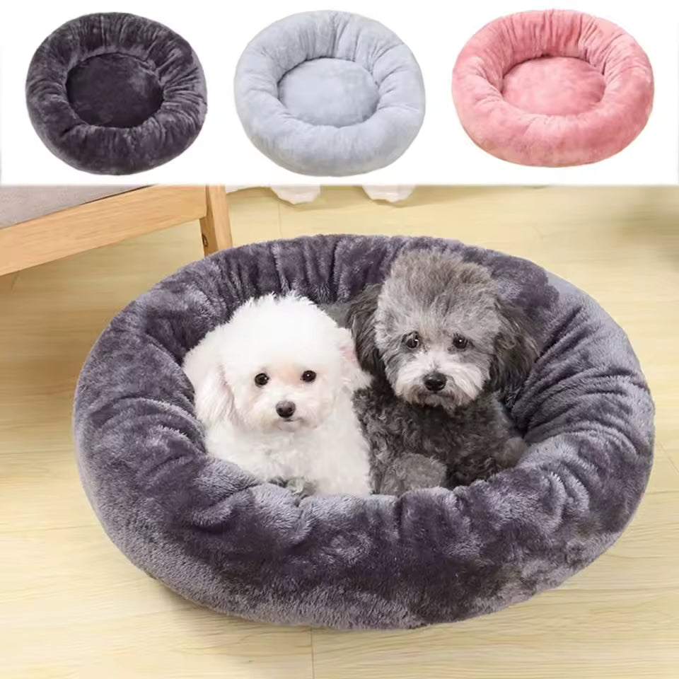 Round Plush Winter Warm Pet Bed for Dogs & Cats