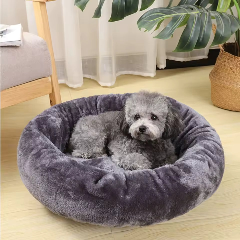 Round Plush Winter Warm Pet Bed for Dogs & Cats
