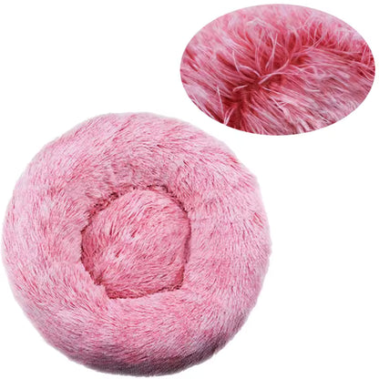 Round Plush Winter Warm Pet Bed for Dogs & Cats