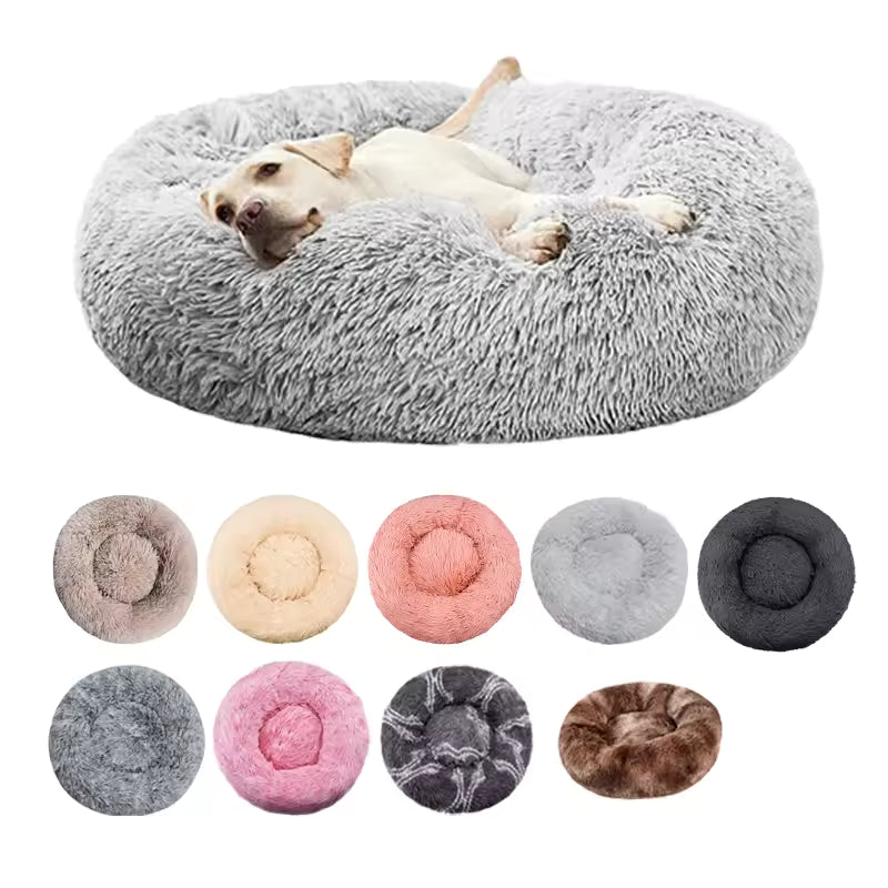 Round Plush Winter Warm Pet Bed for Dogs & Cats
