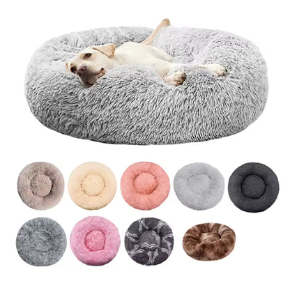 Round Plush Winter Warm Pet Bed for Dogs & Cats