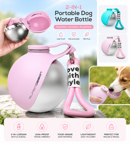 2-in-1 Portable Dog and cat Water Bottle